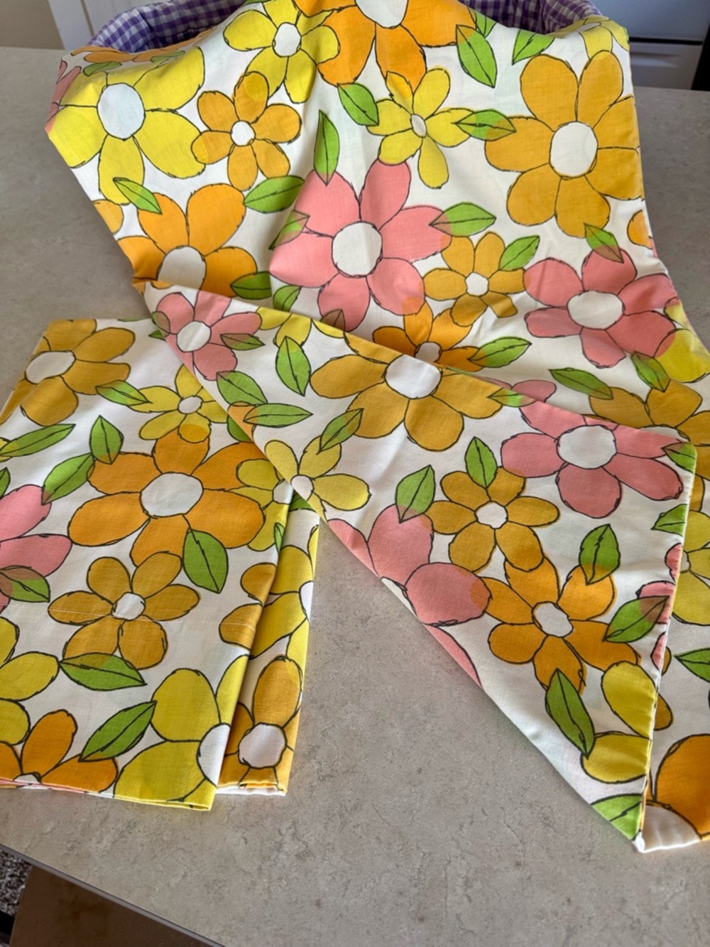 2x Vintage Cannon Featherlite Floral Pillowcases Mod 1960s Mid Century Muslin - Picture 5 of 5